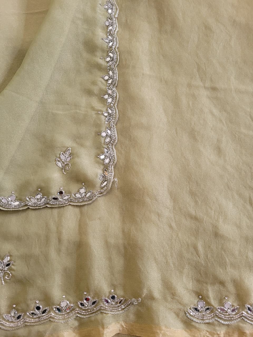 Green Mirrorwork Saree TS009