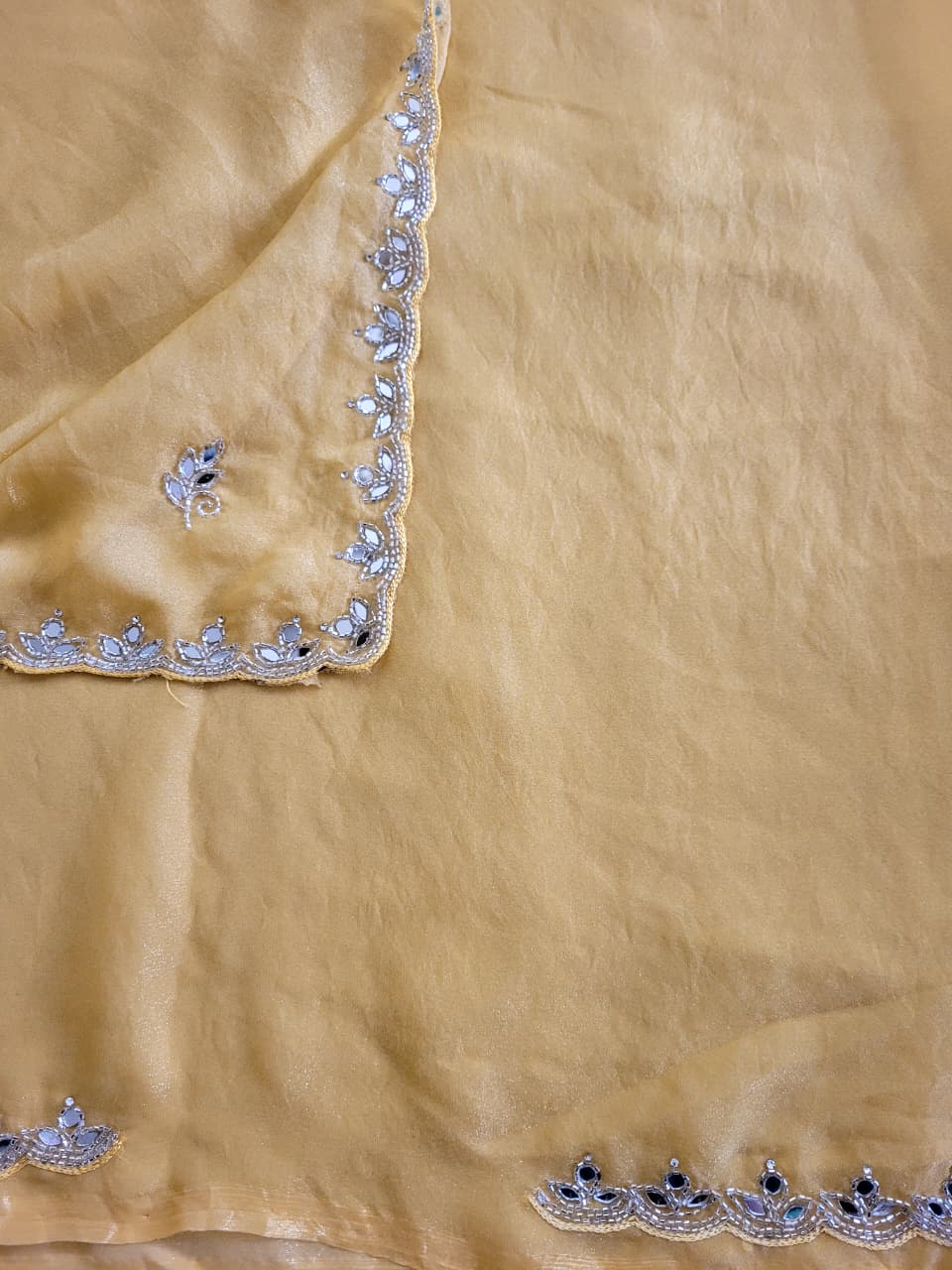 Yellow Mirrorwork Saree TS009
