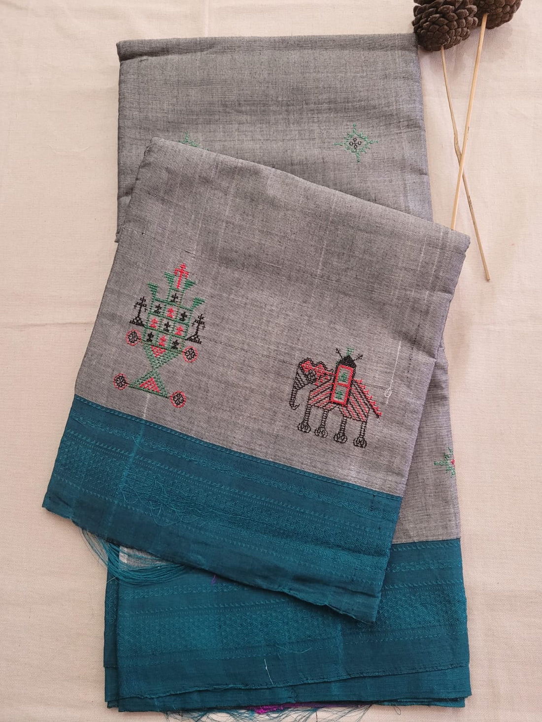 Ilkal Viscose Saree Silk Pallu