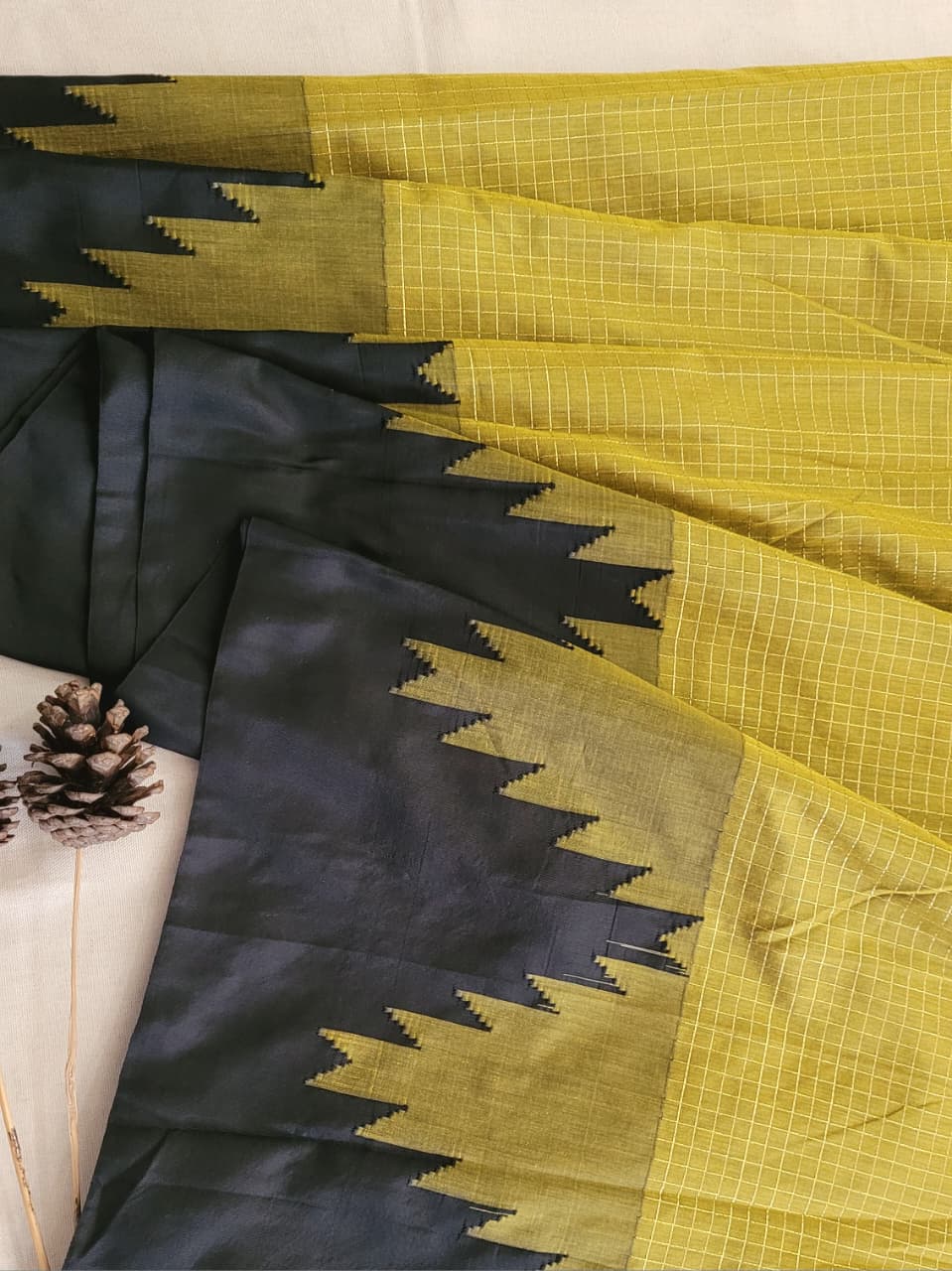 Mustard Ilkal Cotton Saree