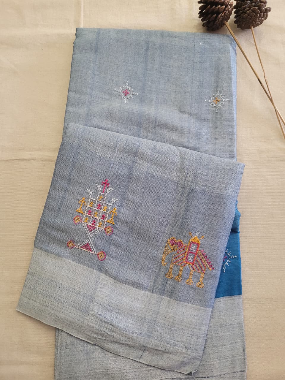 Ilkal Viscose Saree Silk Pallu