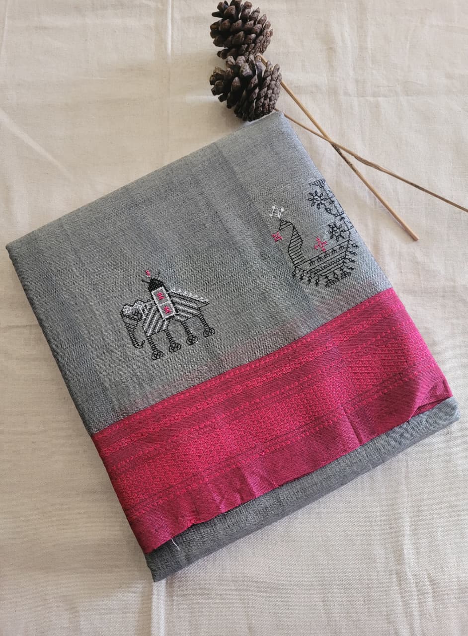 Ilkal Viscose Saree Silk Pallu