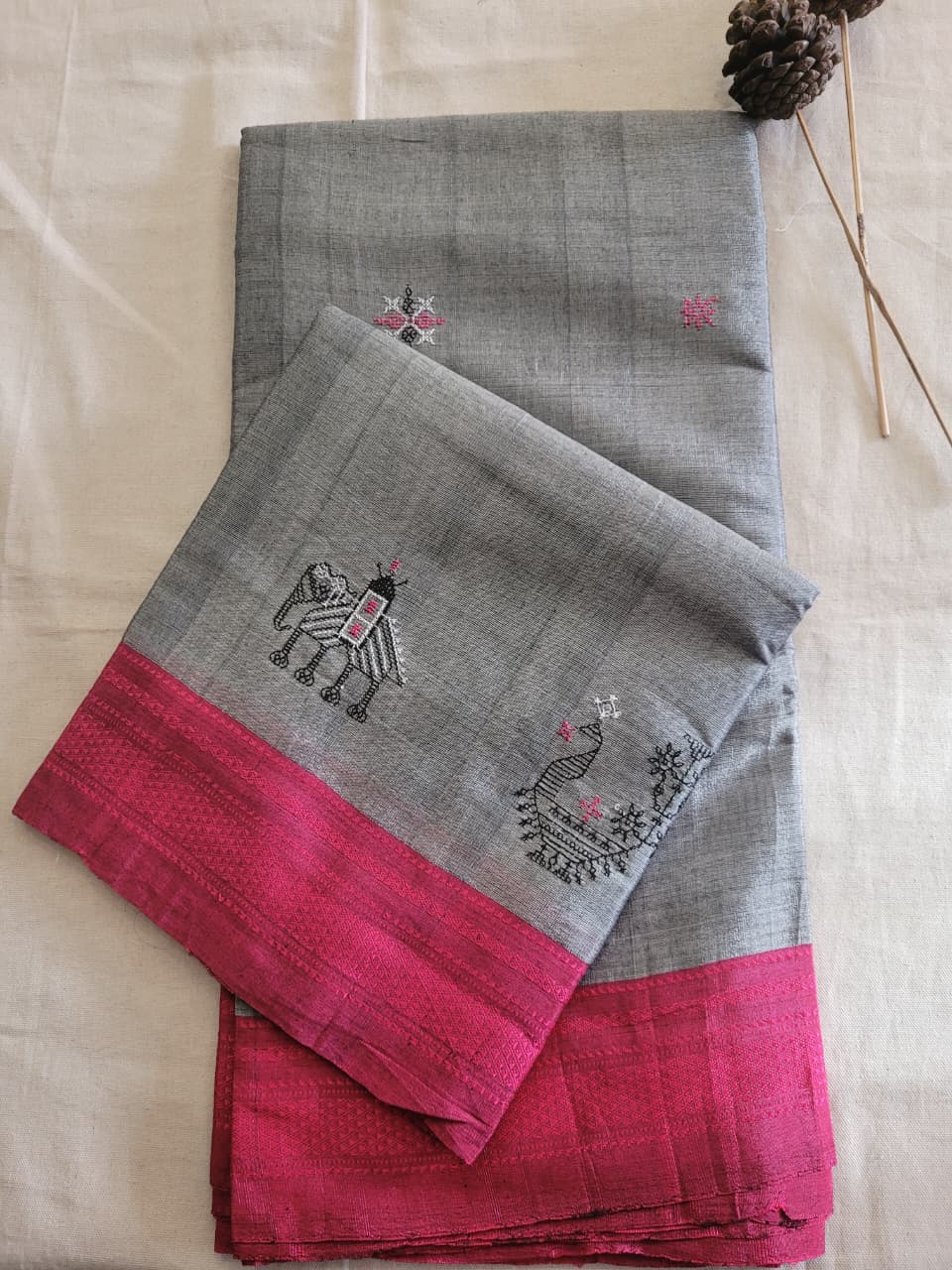 Ilkal Viscose Saree Silk Pallu