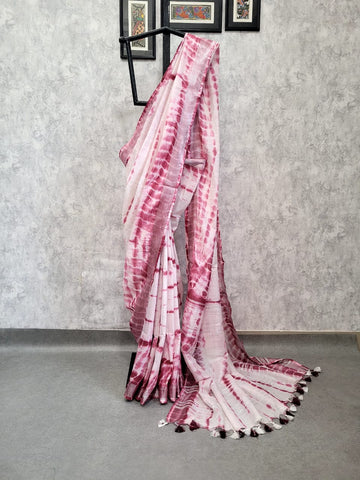Maroon Shibori saree