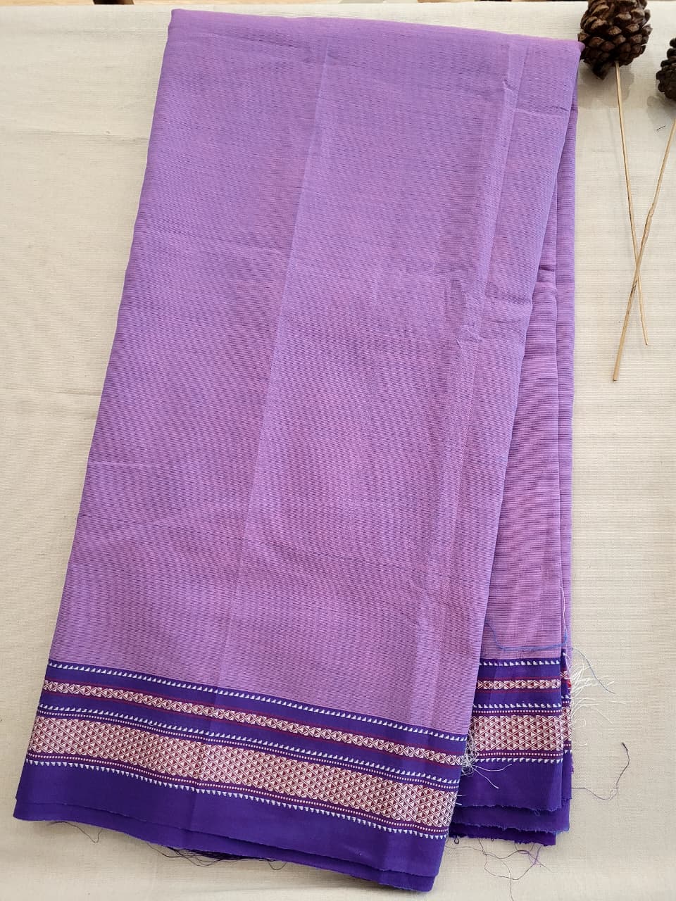 Lavendar Ilkal Cotton Saree Silk Pallu
