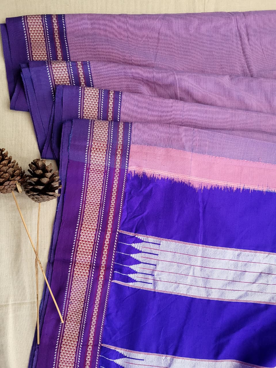Lavendar Ilkal Cotton Saree Silk Pallu