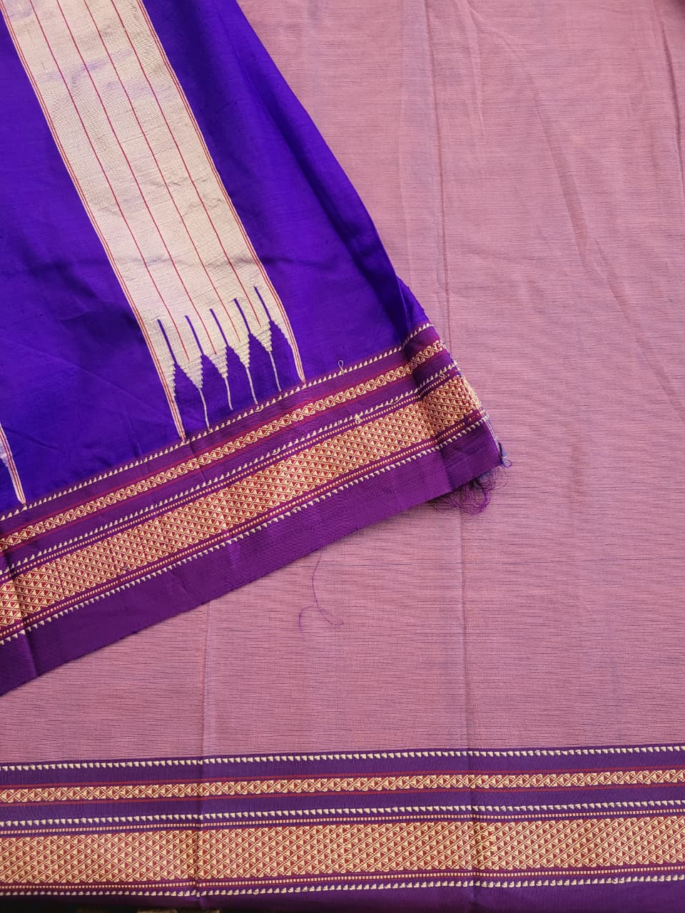Lavendar Ilkal Cotton Saree Silk Pallu