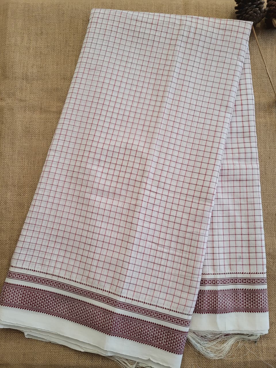 White Ilkal Cotton Saree Silk Pallu