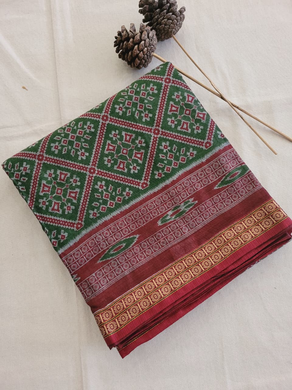 Green Kalajamun Cotton Saree