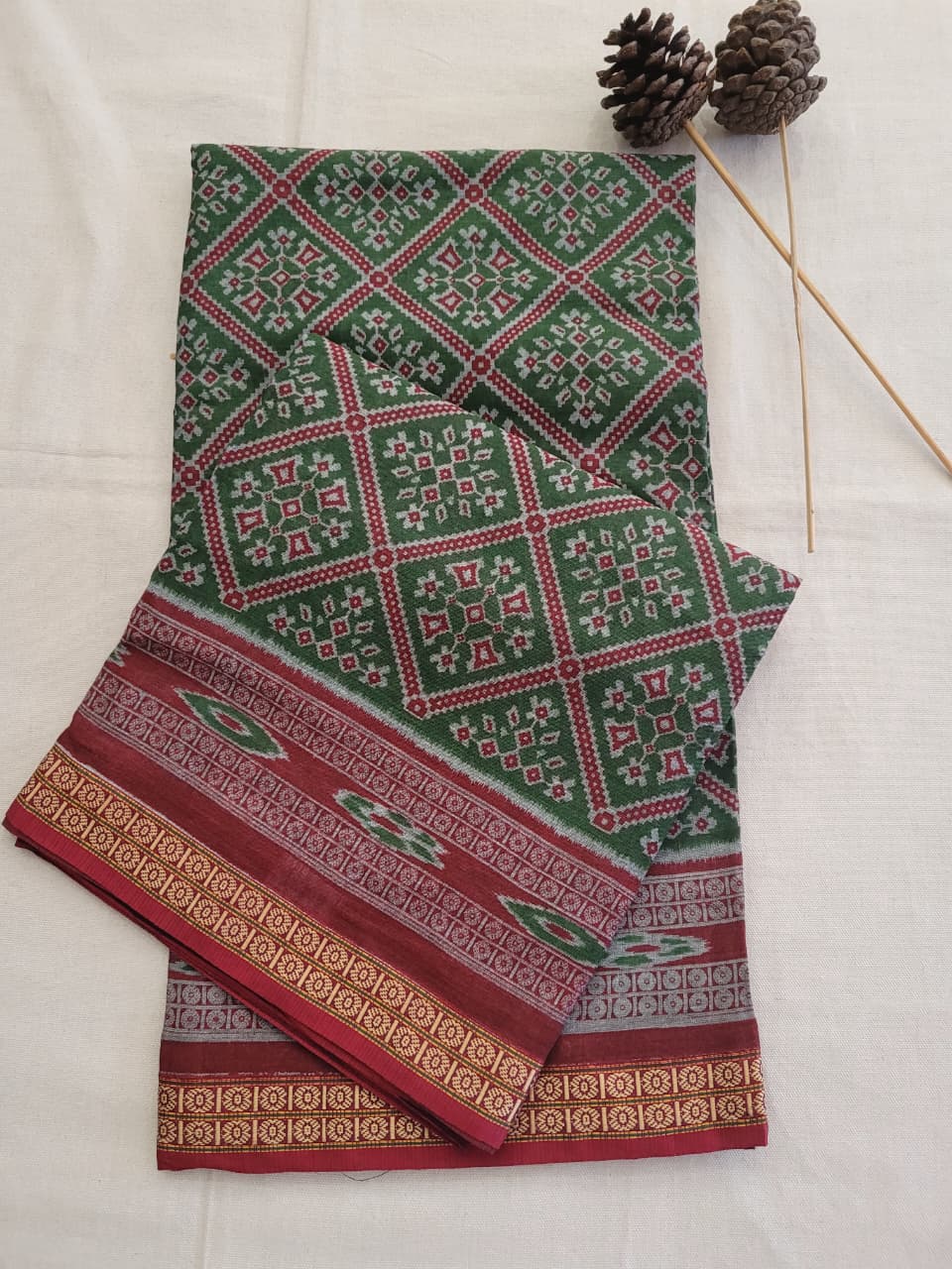 Green Kalajamun Cotton Saree
