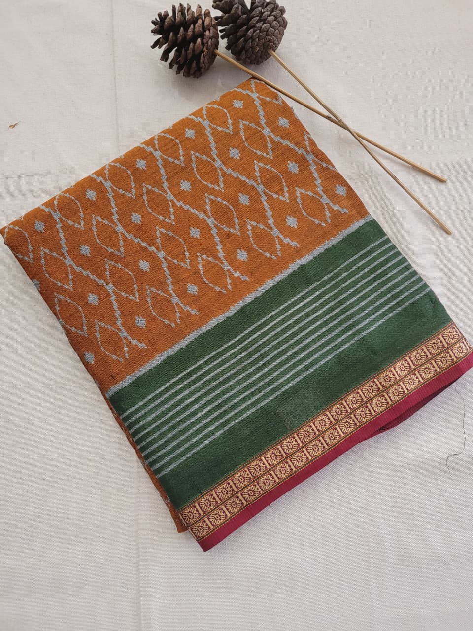 Yellow Kalajamun Cotton Saree