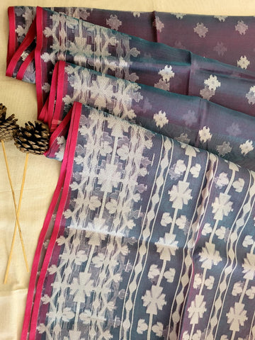 Blue Maslin Jamdani Saree