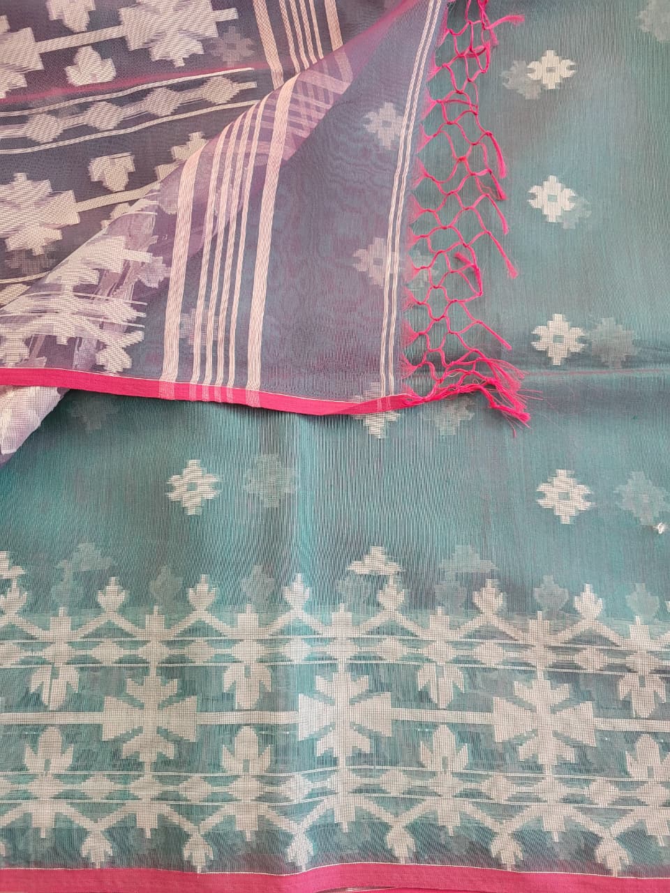 Blue Maslin Jamdani Saree