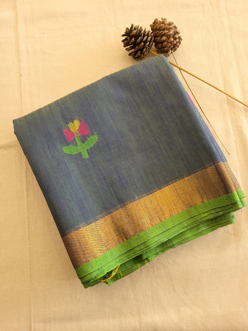 Black Maslin Jamdani Saree