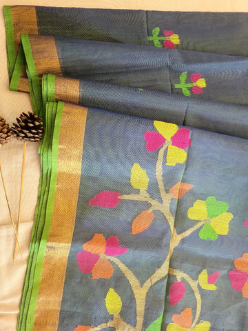 Black Maslin Jamdani Saree