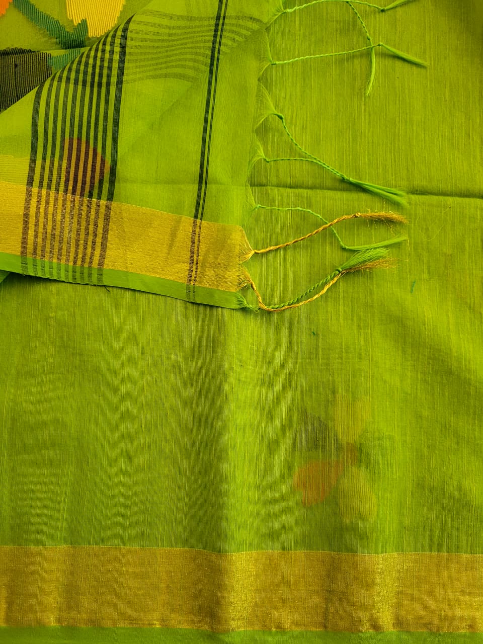Green Maslin Jamdani Saree