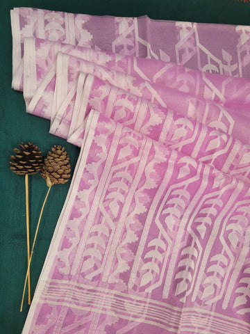 Pink Maslin Jamdani Saree