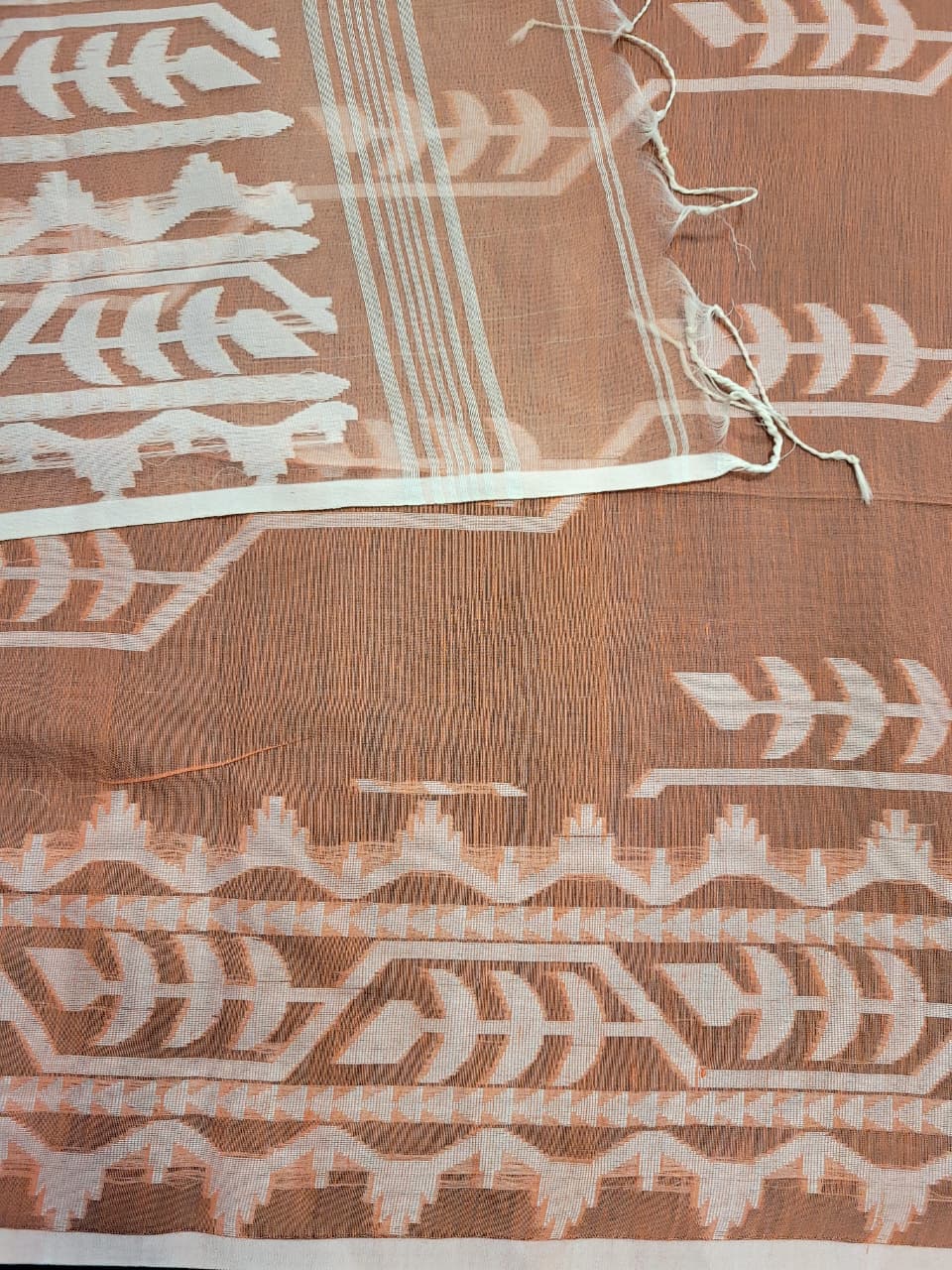 Orange Maslin Jamdani Saree