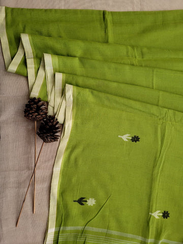 Green Cotton Jamdani Saree