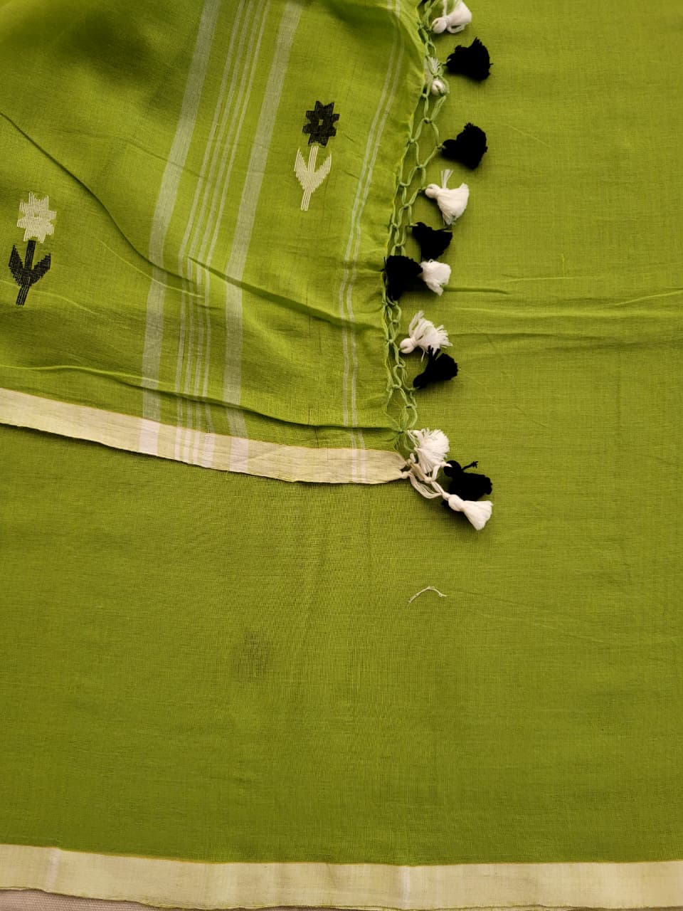 Green Cotton Jamdani Saree