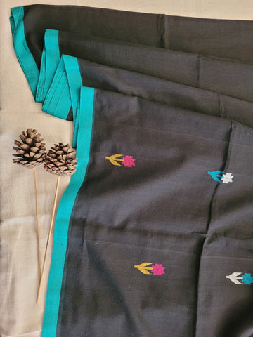 Black Cotton Jamdani Saree