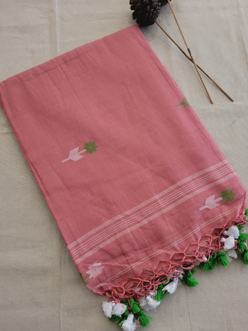 Blush Cotton Jamdani Saree
