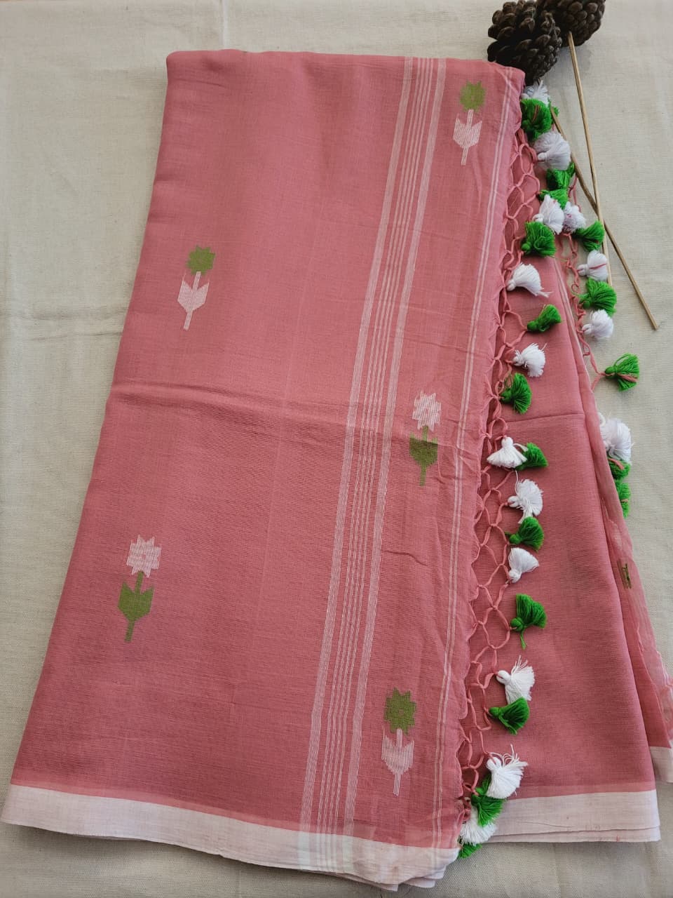 Blush Cotton Jamdani Saree