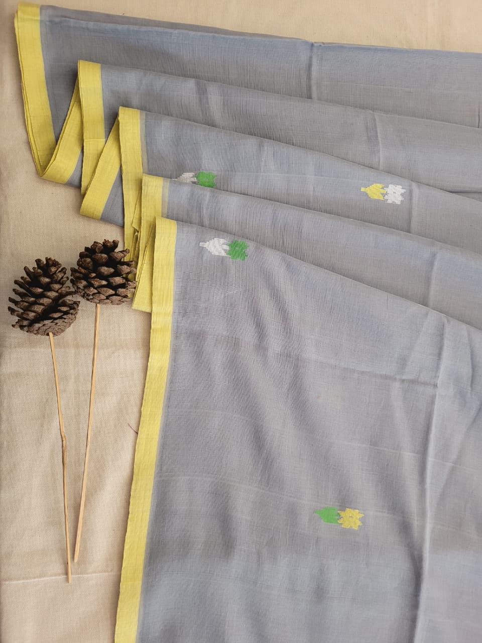 Gray Cotton Jamdani Saree