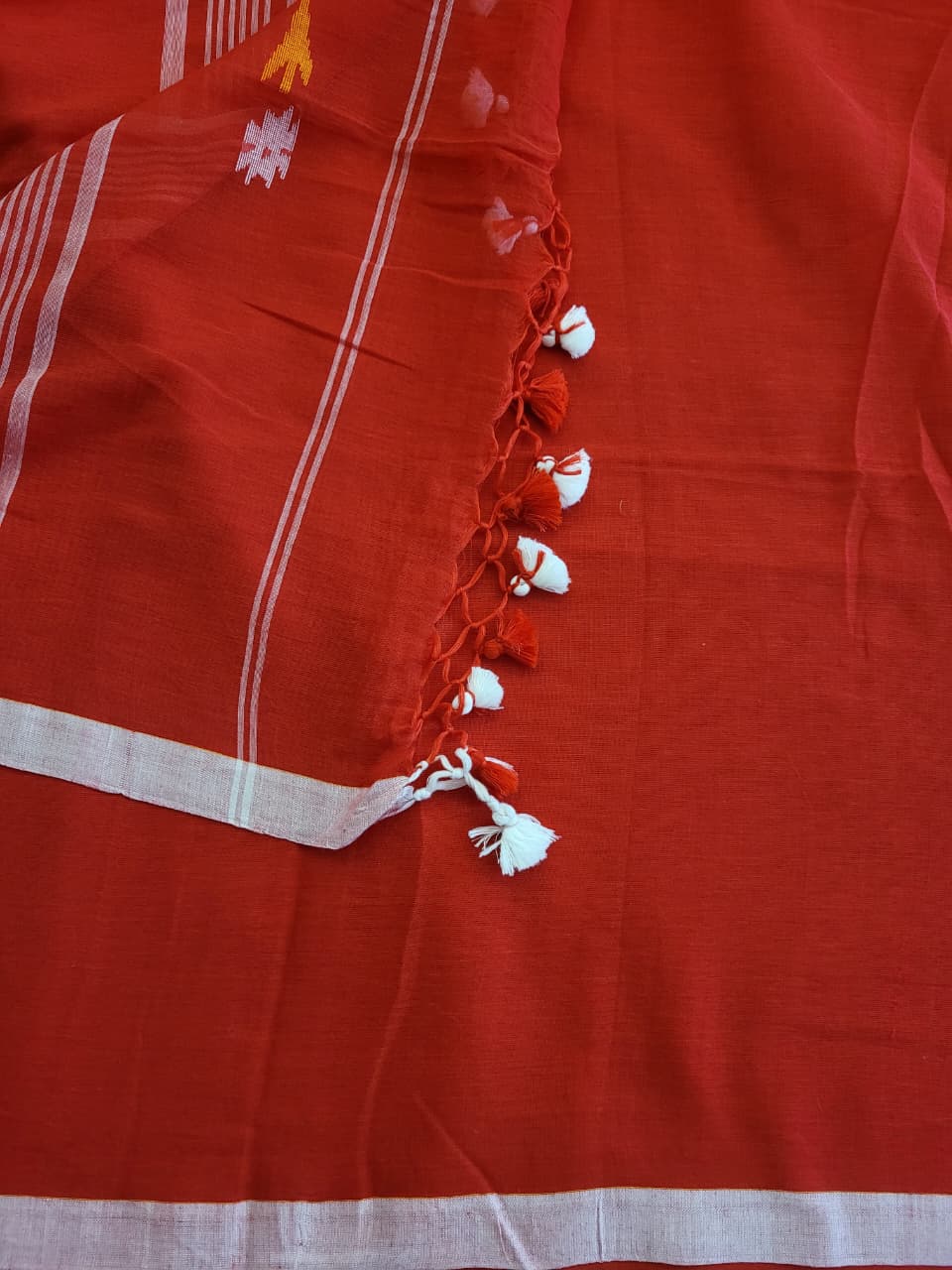 Red Cotton Jamdani Saree