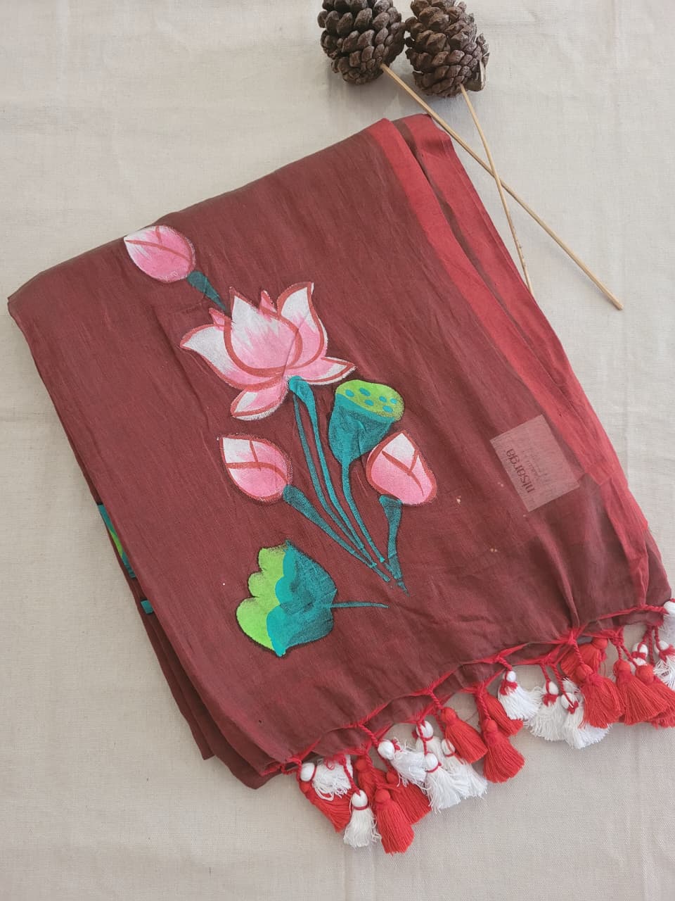 Brown2 Handpaint Mul Saree