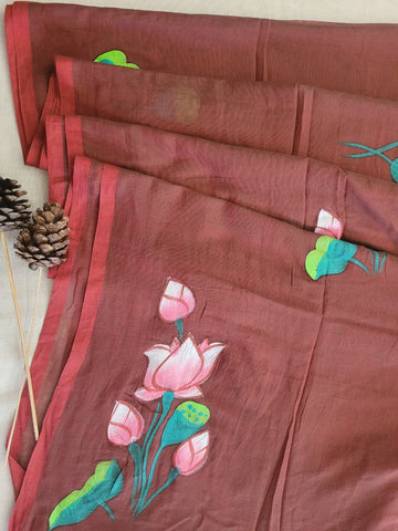 Brown2 Handpaint Mul Saree