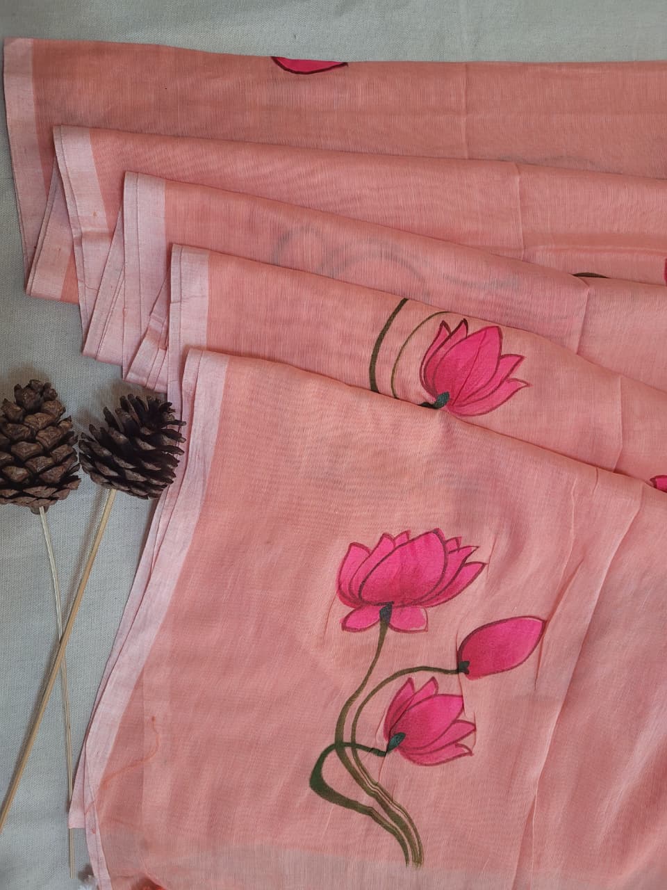 Blush Handpaint Mul Saree