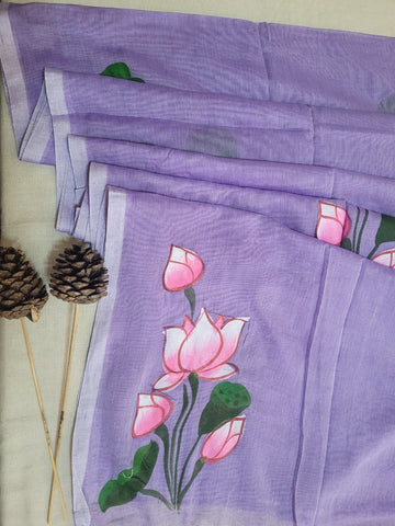 Purple2 Handpaint Mul Saree