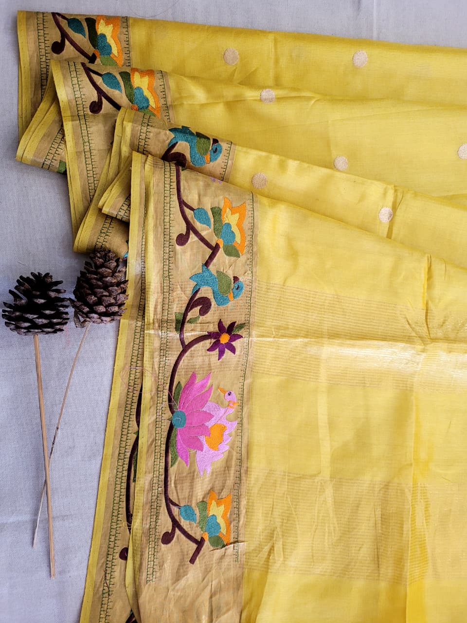 Yellow Reet Pure Tussar Saree