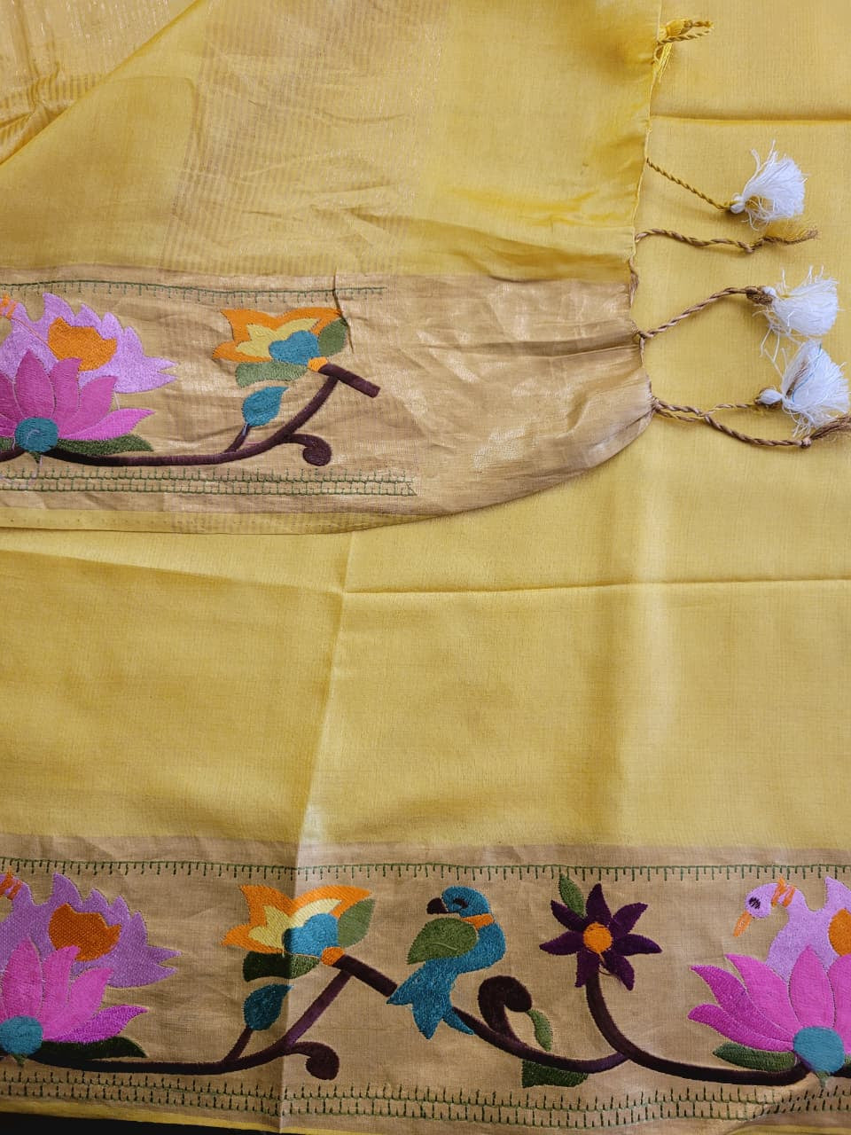 Yellow Reet Pure Tussar Saree