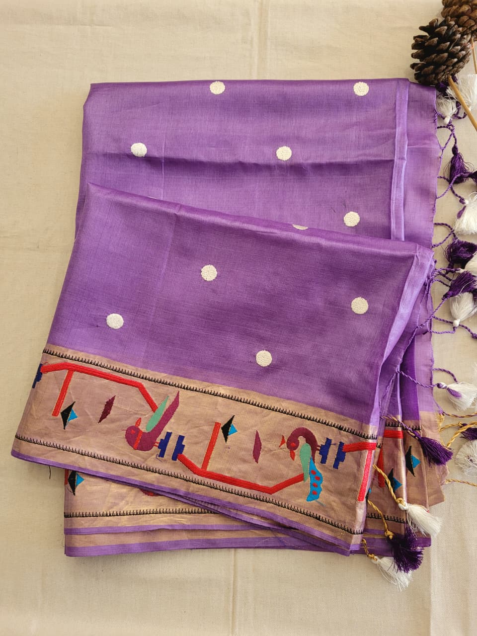 Purple Reet Pure Tussar Saree
