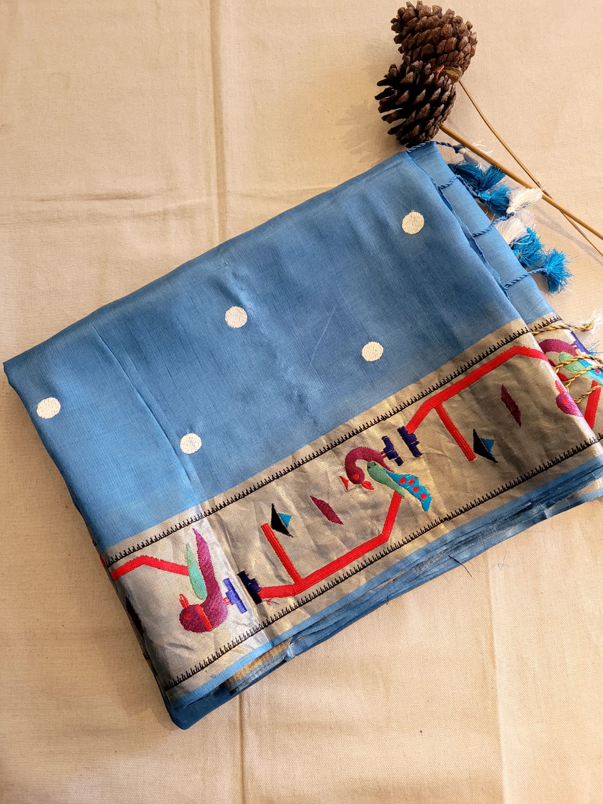 Blue Reet Pure Tussar Saree