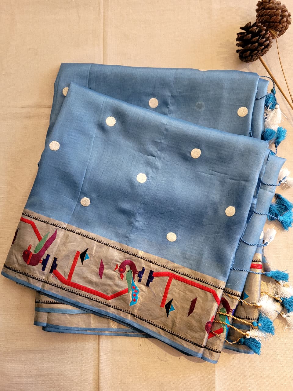 Blue Reet Pure Tussar Saree