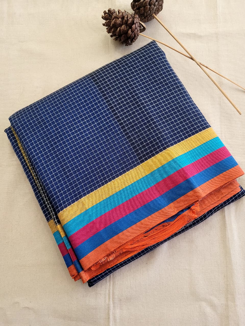 Blue Multicolour Hampa Pattedanchu Saree