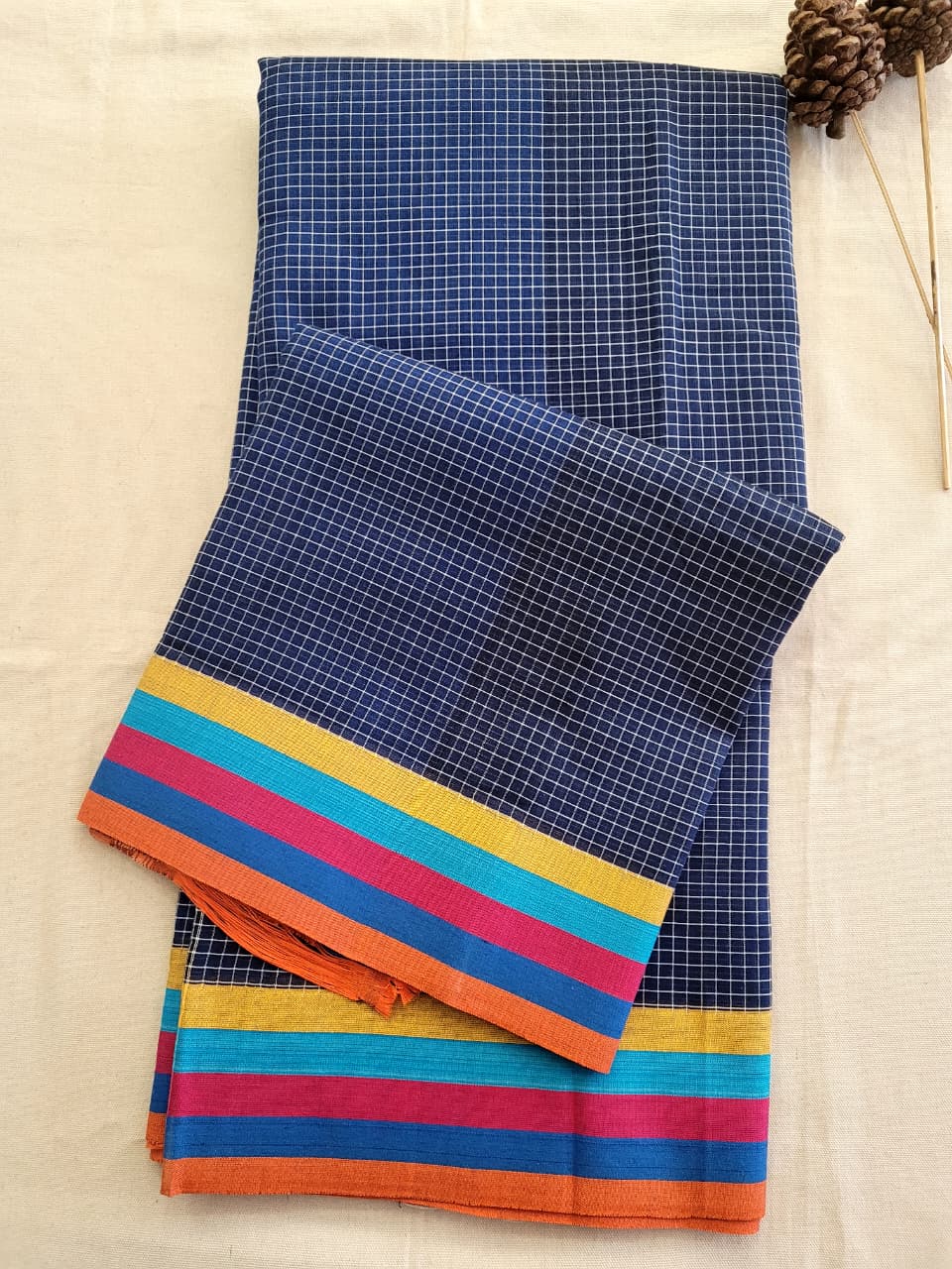 Blue Multicolour Hampa Pattedanchu Saree