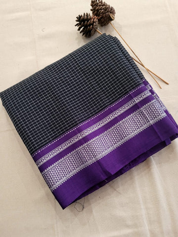 Purple Ilkal Cotton Saree Silk Pallu