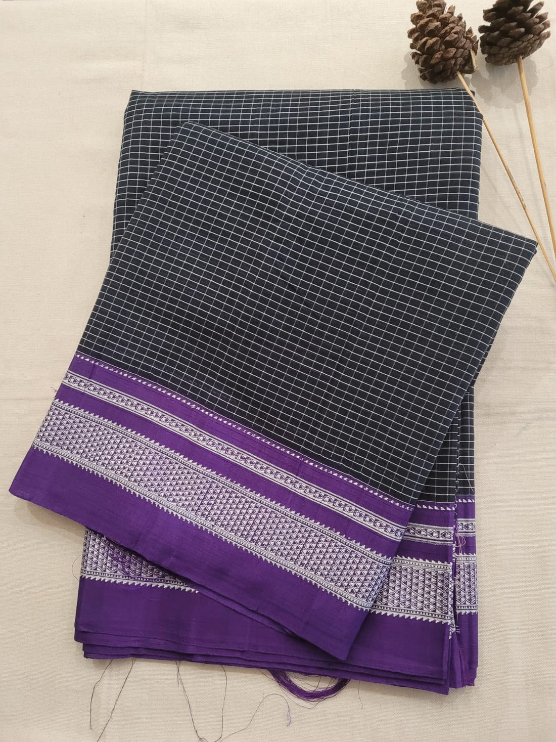 Purple Ilkal Cotton Saree Silk Pallu