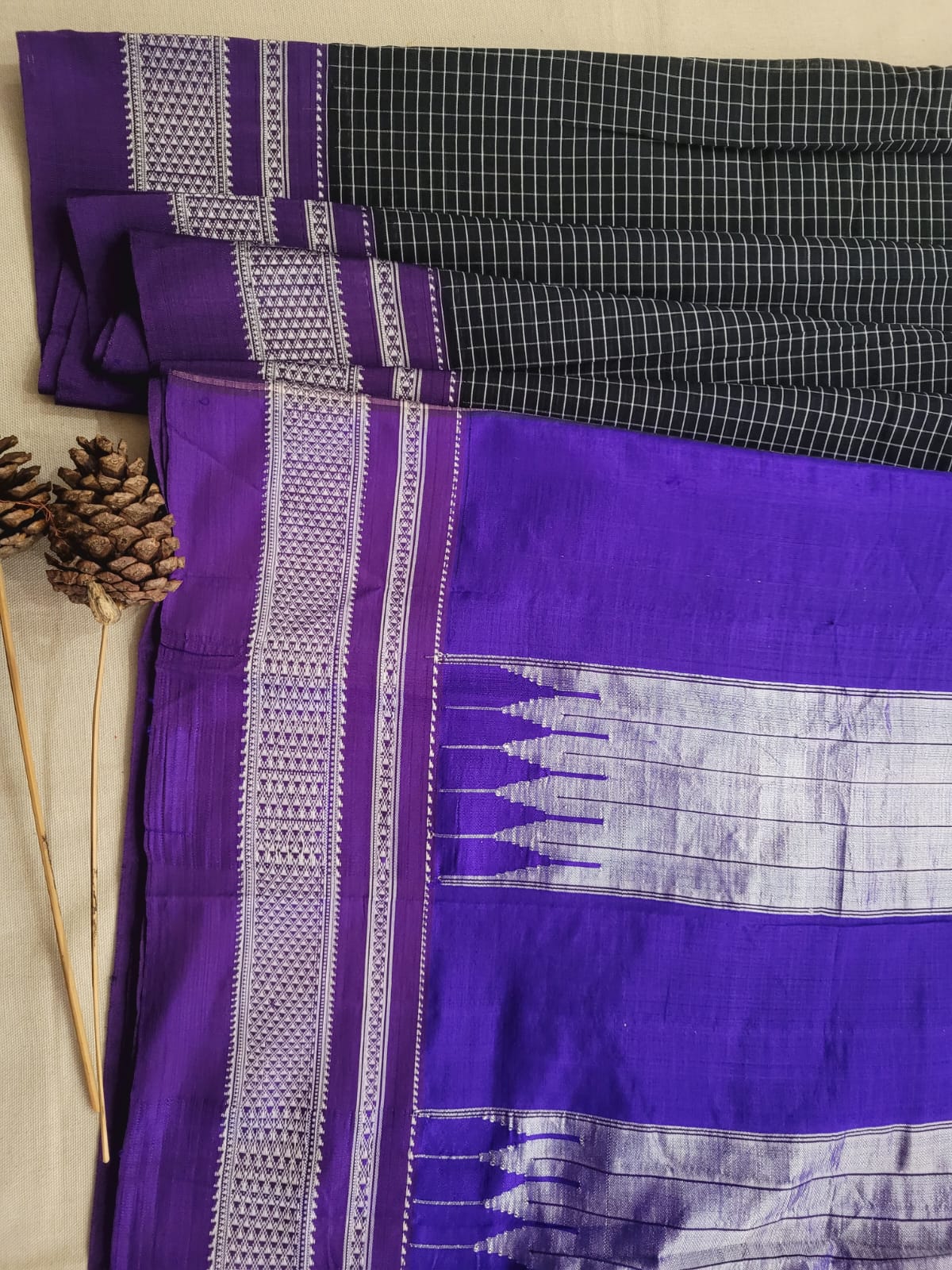 Purple Ilkal Cotton Saree Silk Pallu