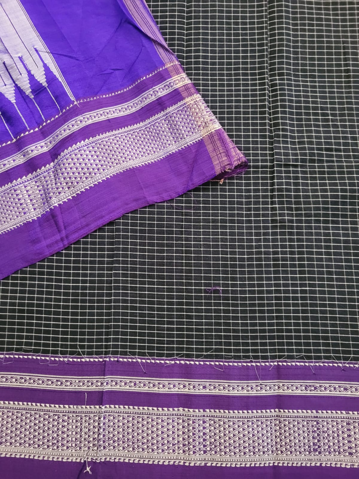 Purple Ilkal Cotton Saree Silk Pallu