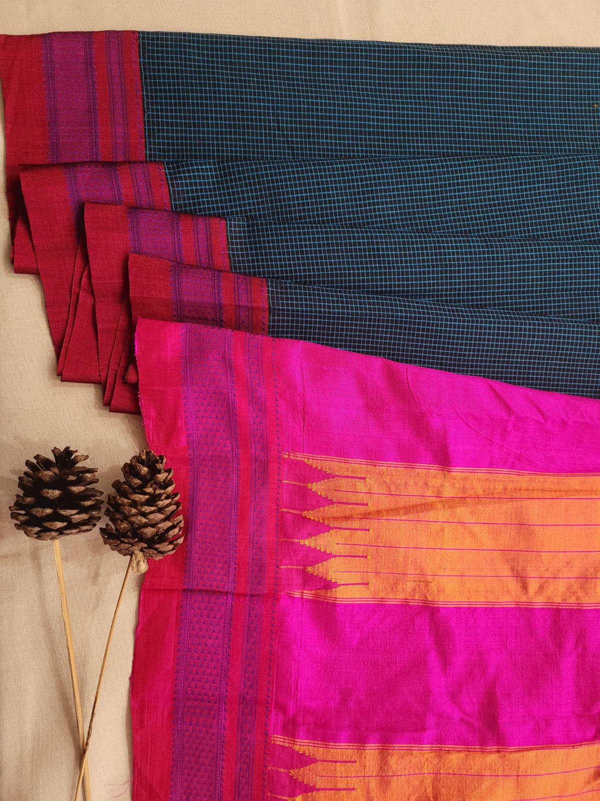 Beetroot Ilkal Cotton Saree Silk Pallu