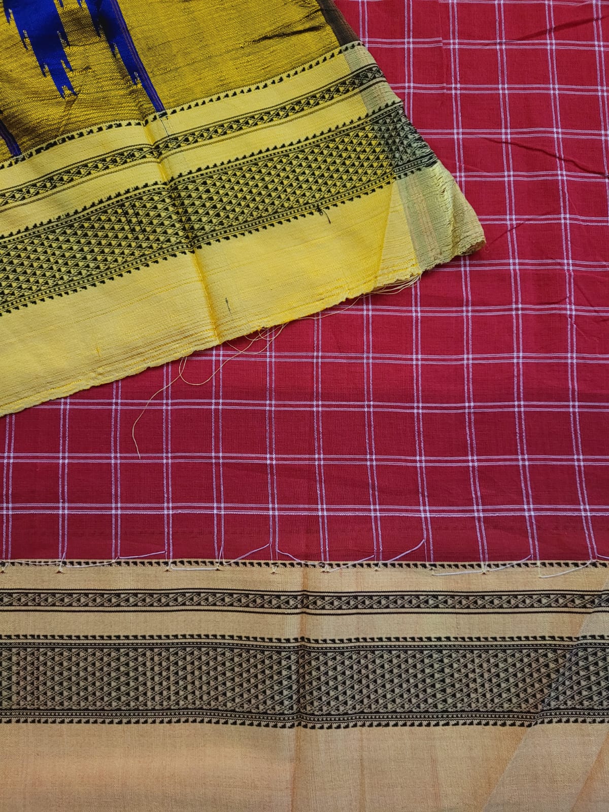 Yellow Ilkal Cotton Saree Silk Pallu