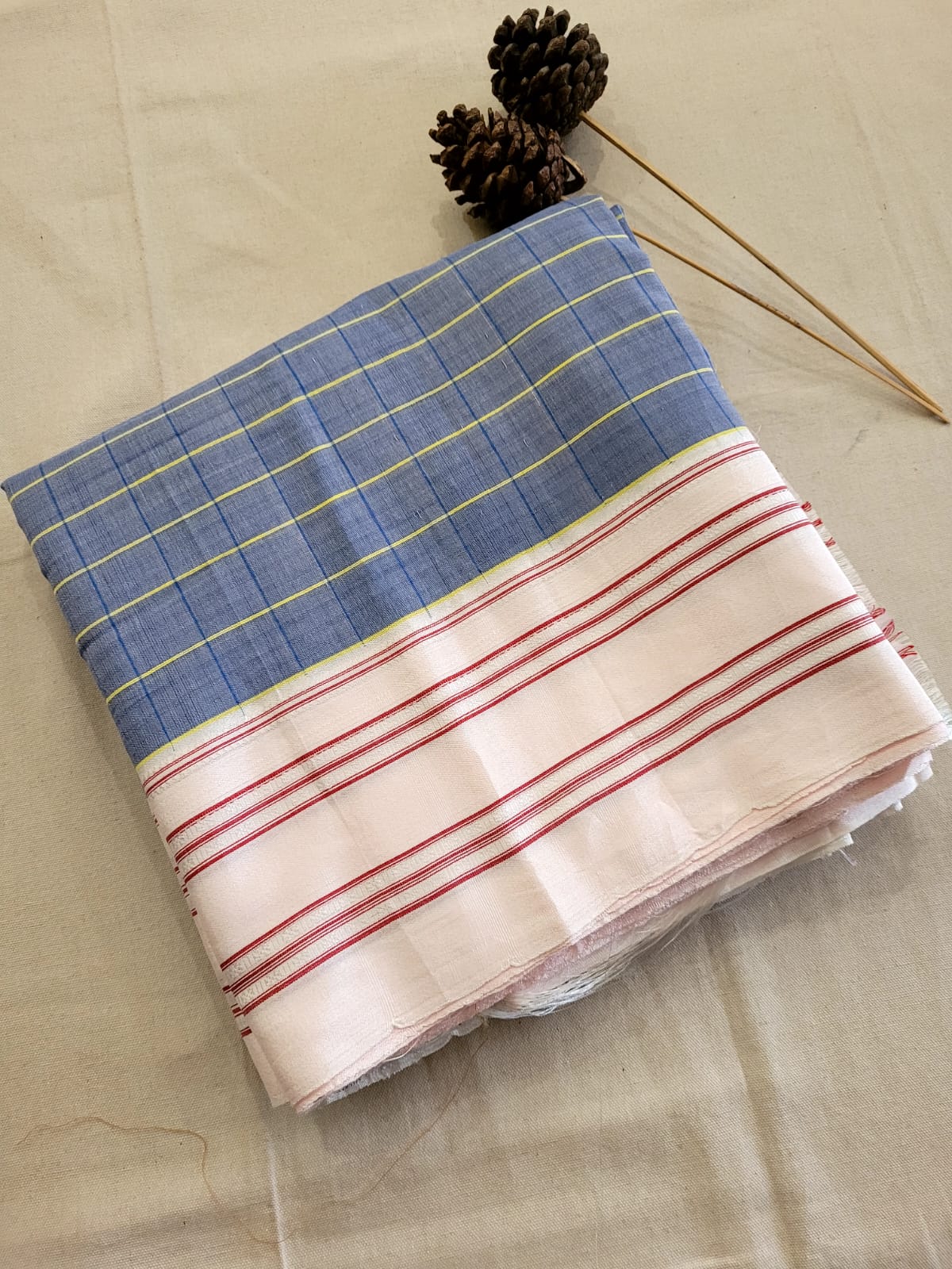 White Ilkal Cotton Saree Silk Pallu