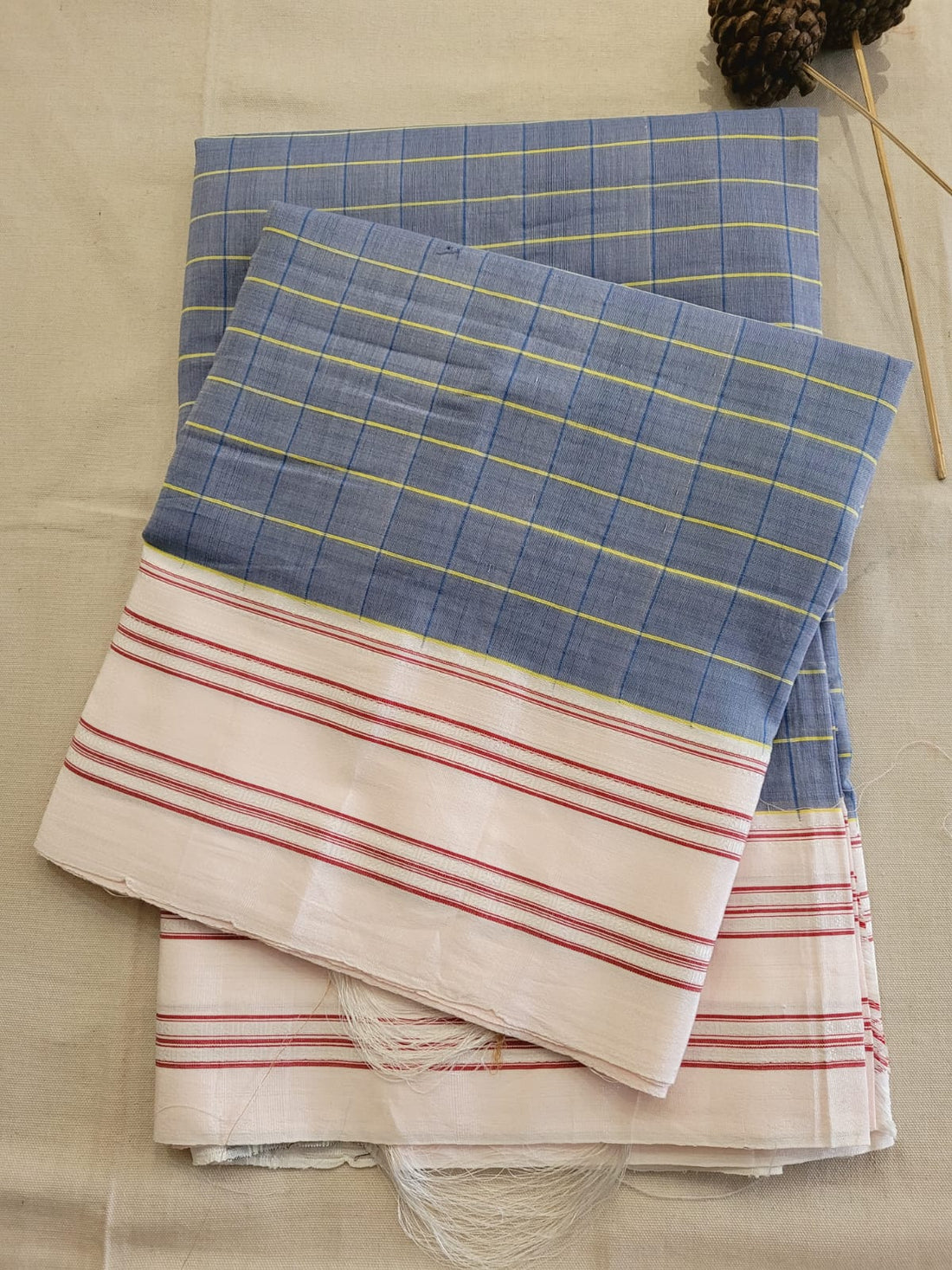 White Ilkal Cotton Saree Silk Pallu