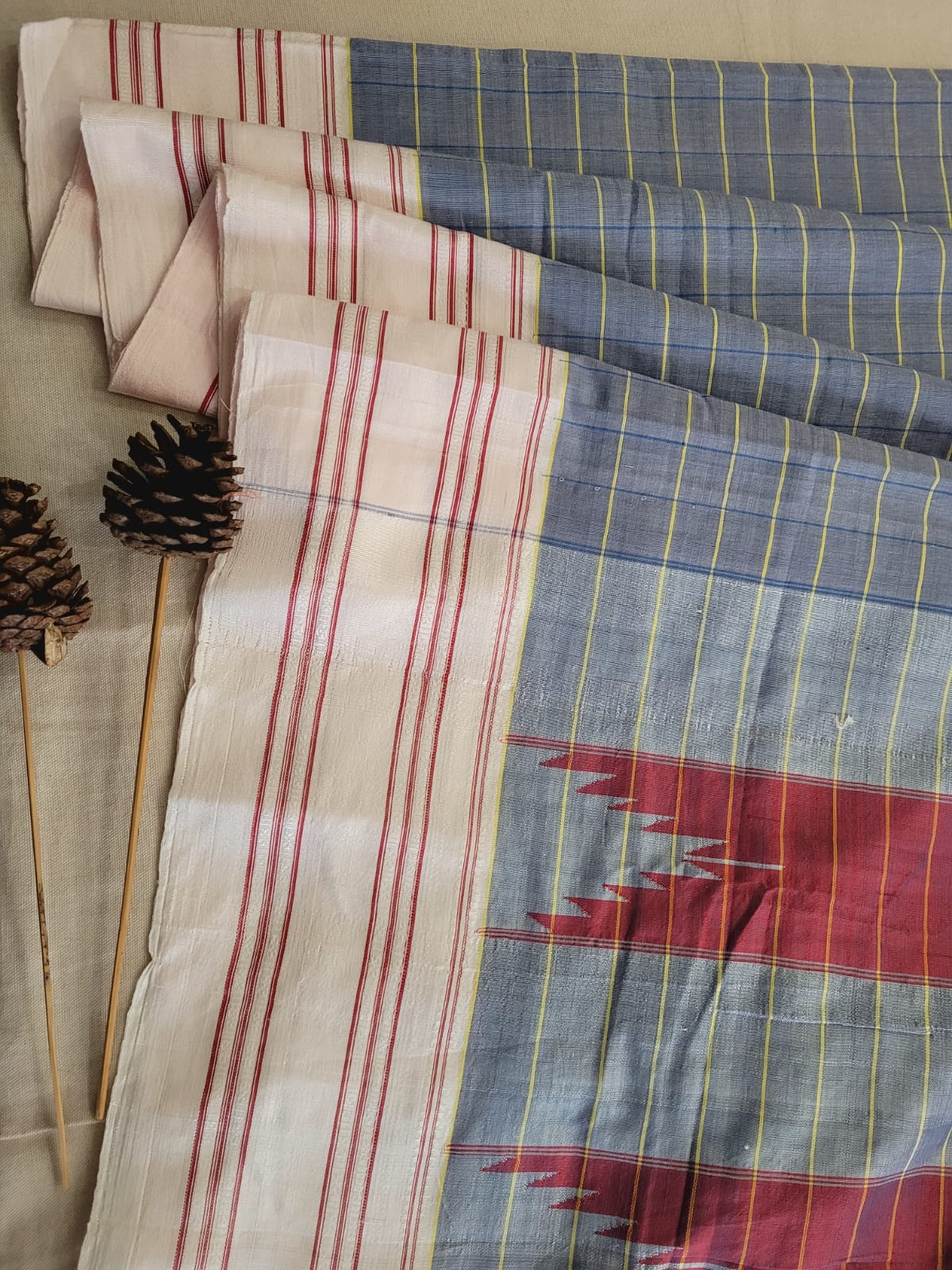 White Ilkal Cotton Saree Silk Pallu