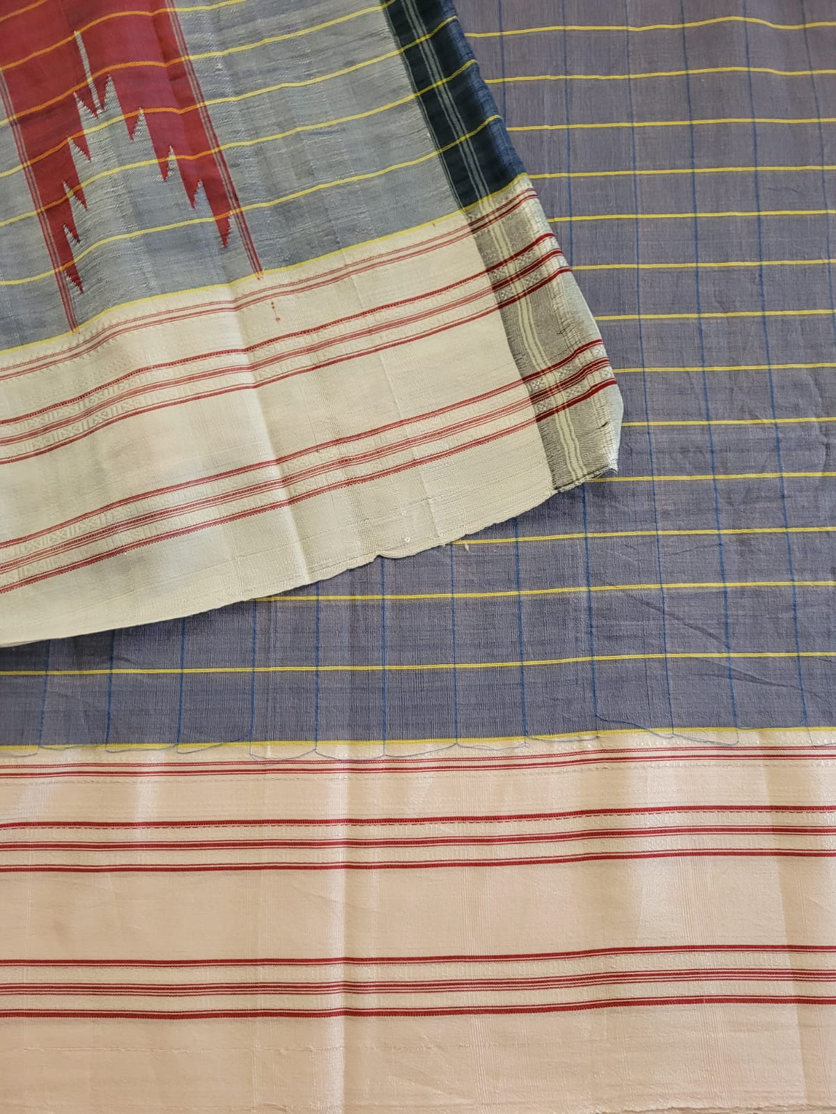 White Ilkal Cotton Saree Silk Pallu